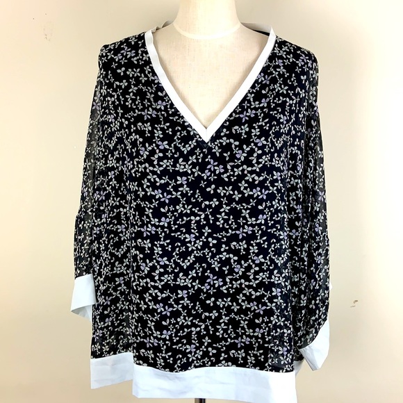 Tommy Hilfiger Floral Print Chiffon Blouse Size 2X - Picture 5 of 12